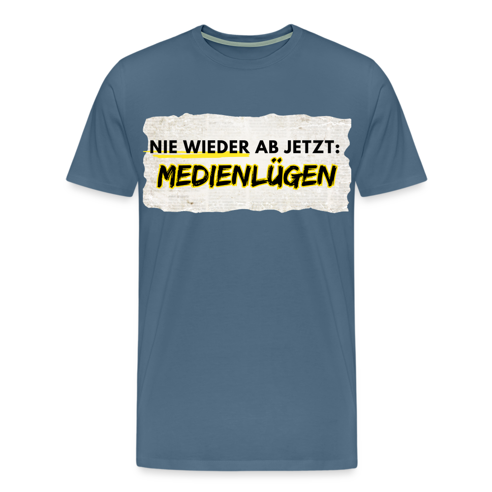 Männer Premium T-Shirt  Nie wieder Medienlügen - Blaugrau