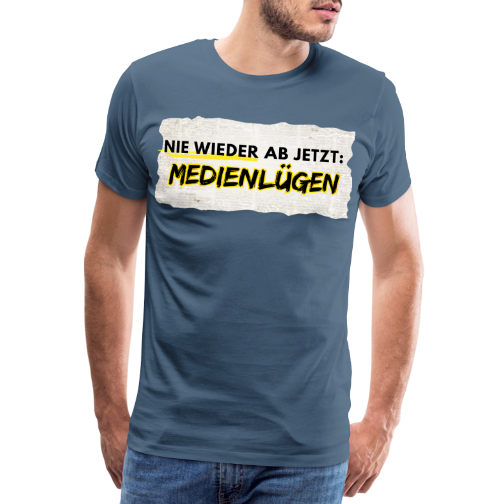 Männer Premium T-Shirt  Nie wieder Medienlügen - Blaugrau