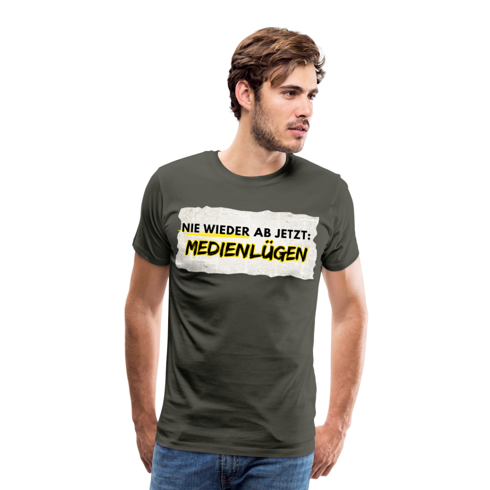 Männer Premium T-Shirt  Nie wieder Medienlügen - Asphalt