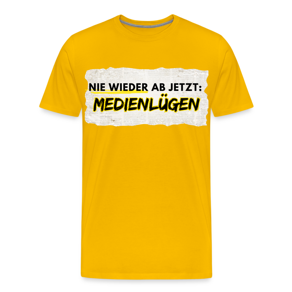 Männer Premium T-Shirt  Nie wieder Medienlügen - Sonnengelb