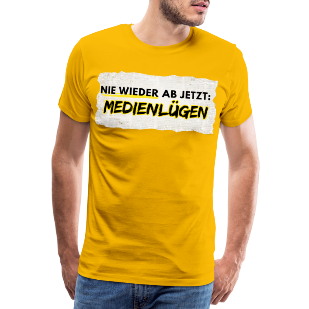 Männer Premium T-Shirt  Nie wieder Medienlügen - Sonnengelb