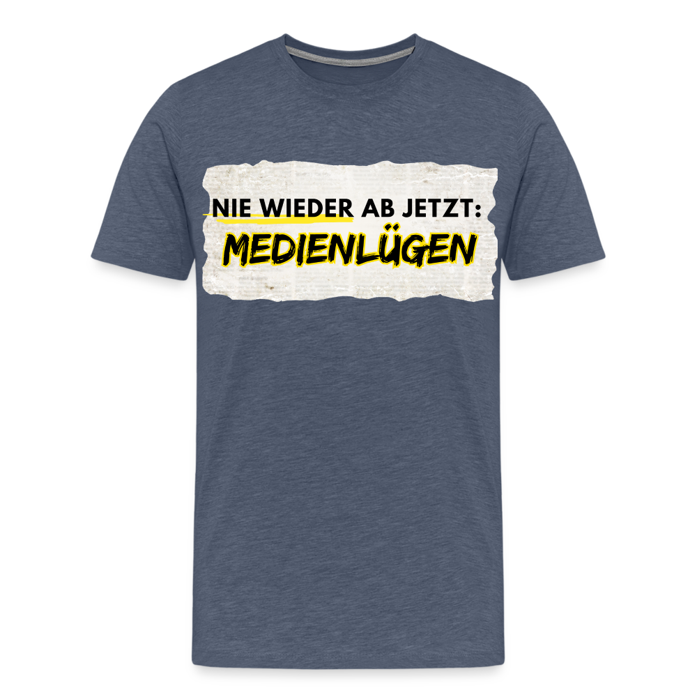 Männer Premium T-Shirt  Nie wieder Medienlügen - Blau meliert