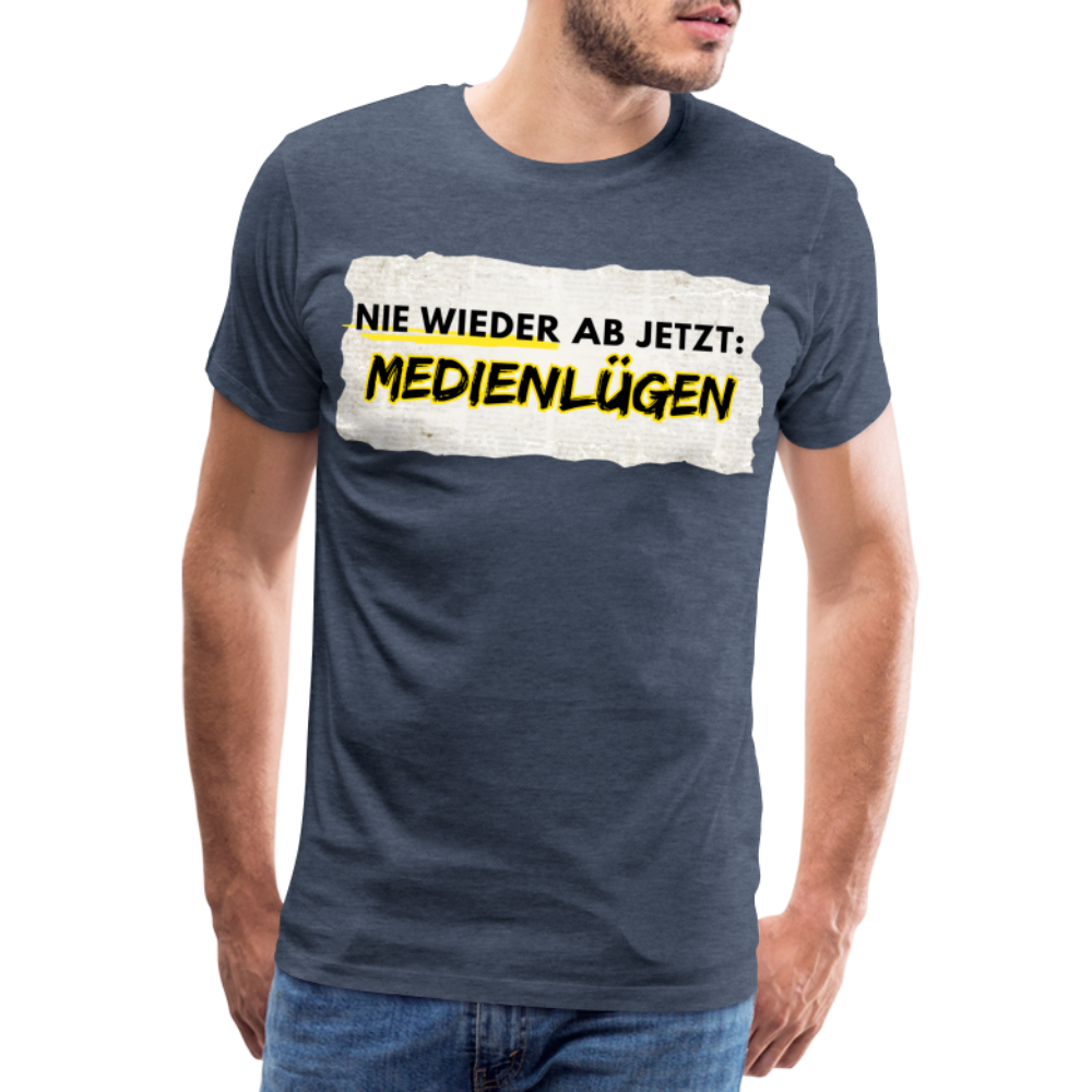 Männer Premium T-Shirt  Nie wieder Medienlügen - Blau meliert