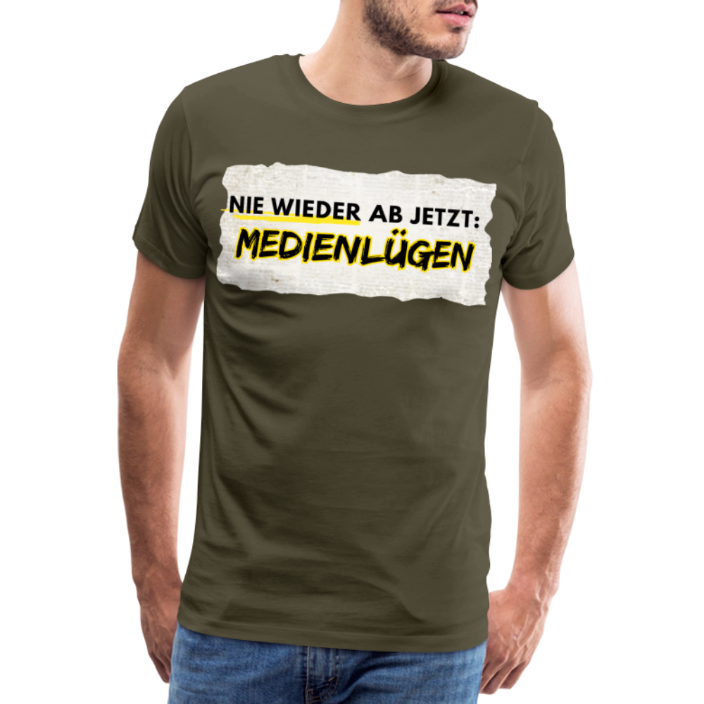 Männer Premium T-Shirt  Nie wieder Medienlügen - Khaki