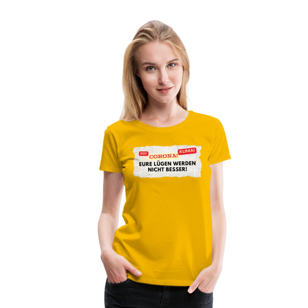 Frauen Premium T-Shirt Lügenpresse - Sonnengelb