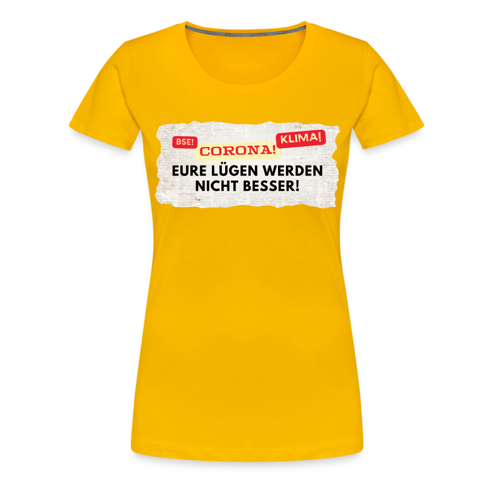 Frauen Premium T-Shirt Lügenpresse - Sonnengelb