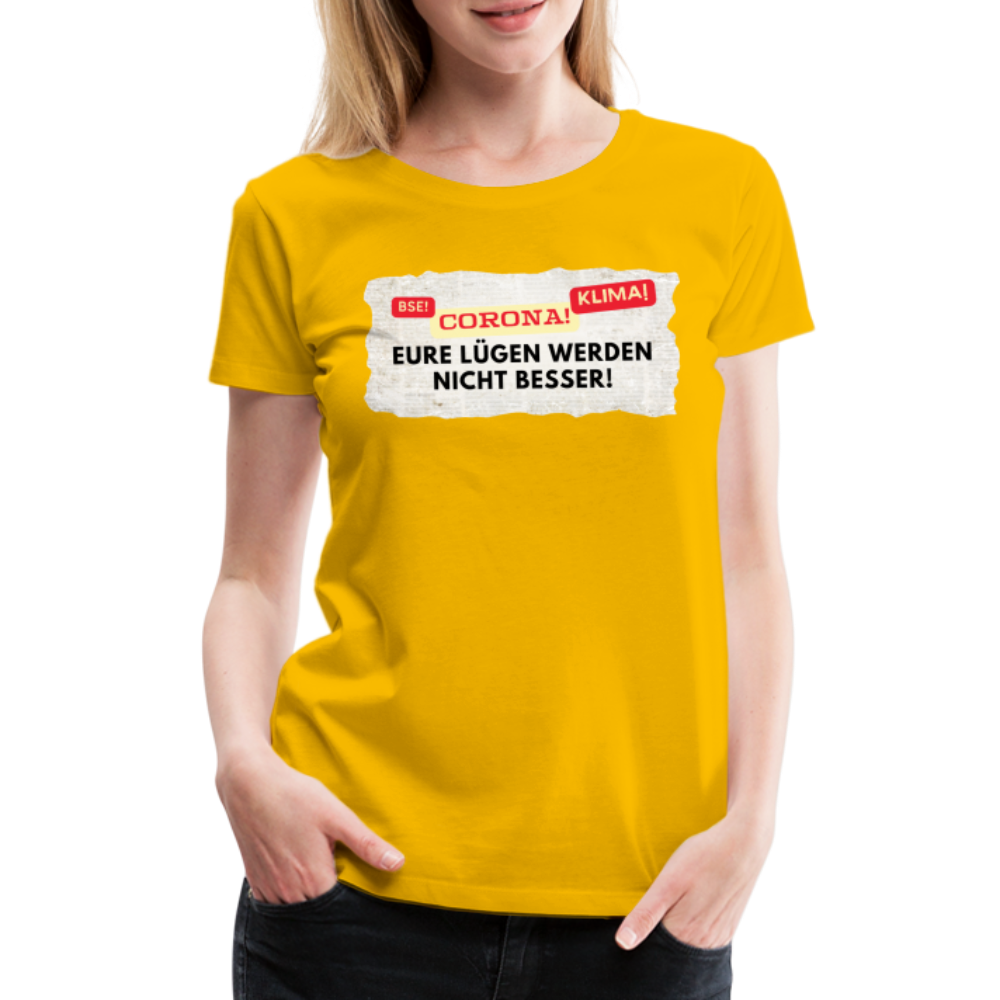 Frauen Premium T-Shirt Lügenpresse - Sonnengelb