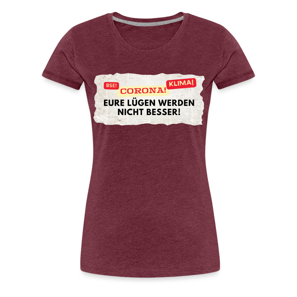 Frauen Premium T-Shirt Lügenpresse - Bordeauxrot meliert