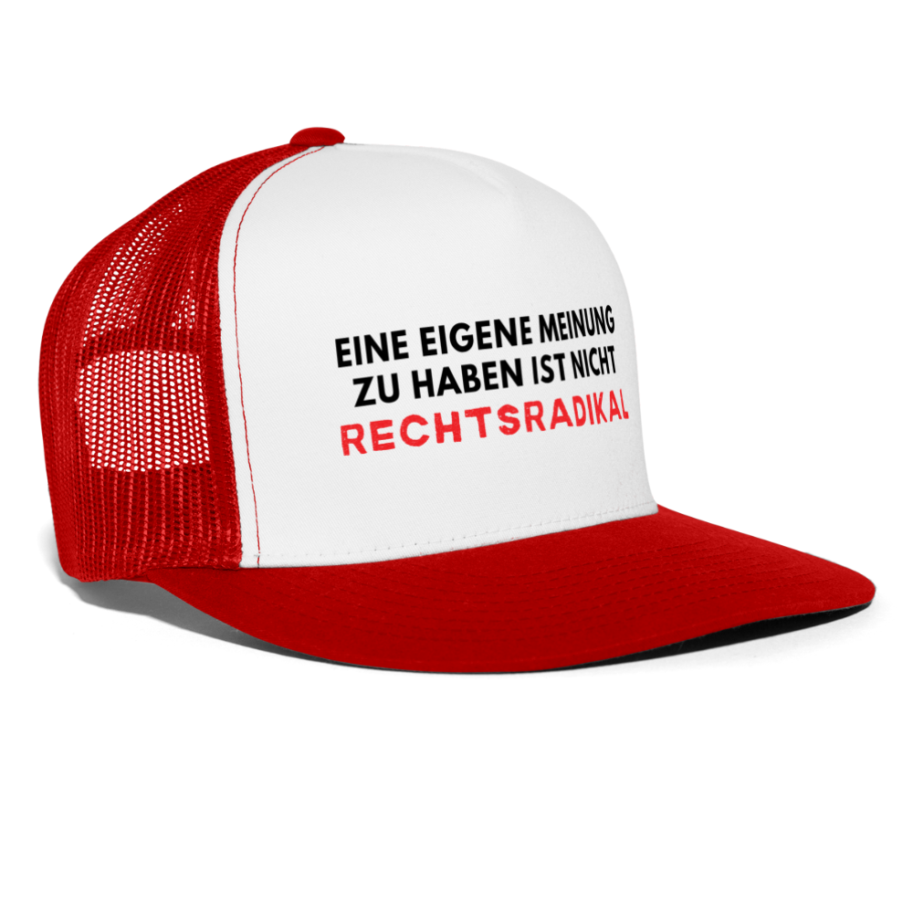 Trucker Cap - Nur meine eigene Meinung - Weiß/Rot