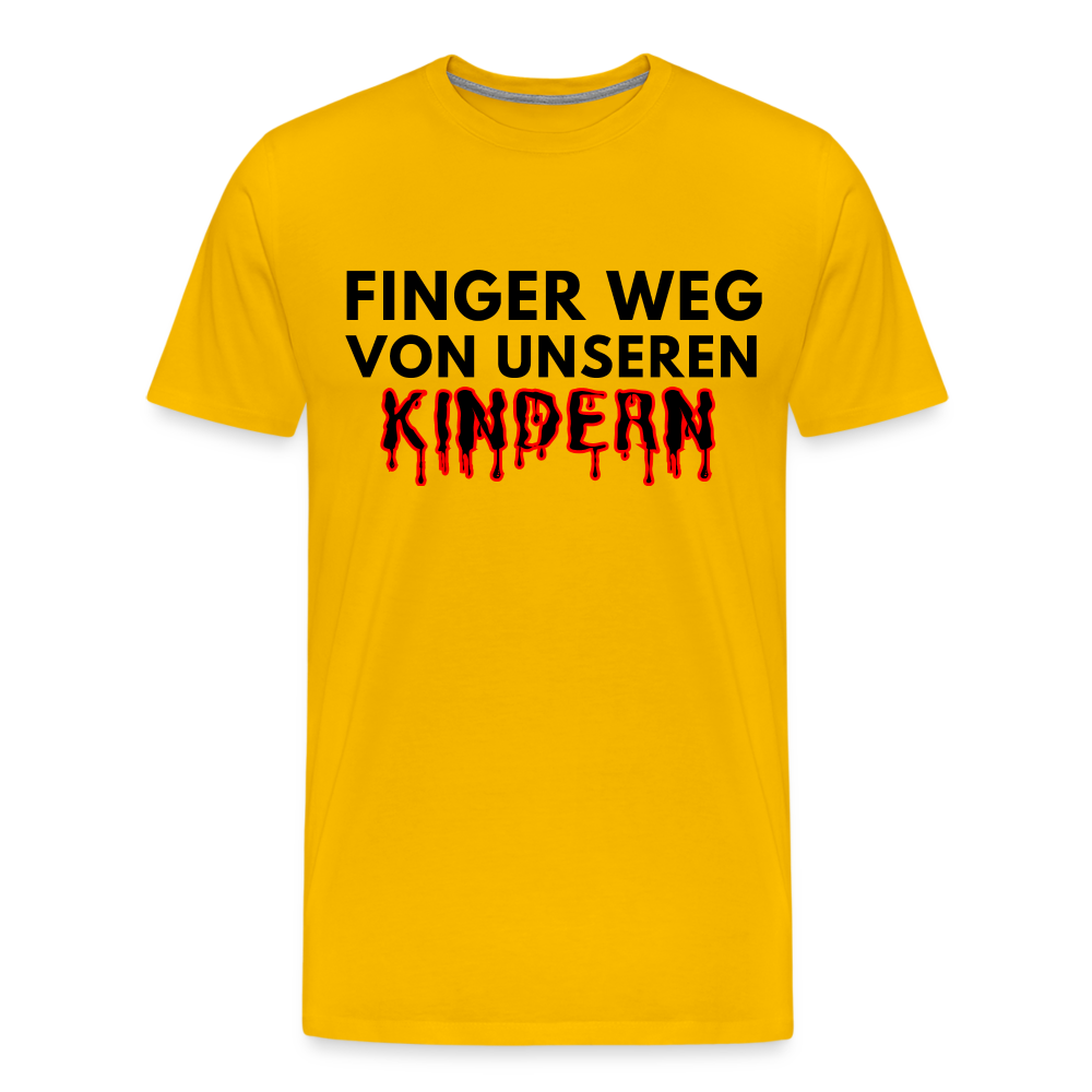 Männer Premium T-Shirt - Finger weg von unseren Kindern - Sonnengelb