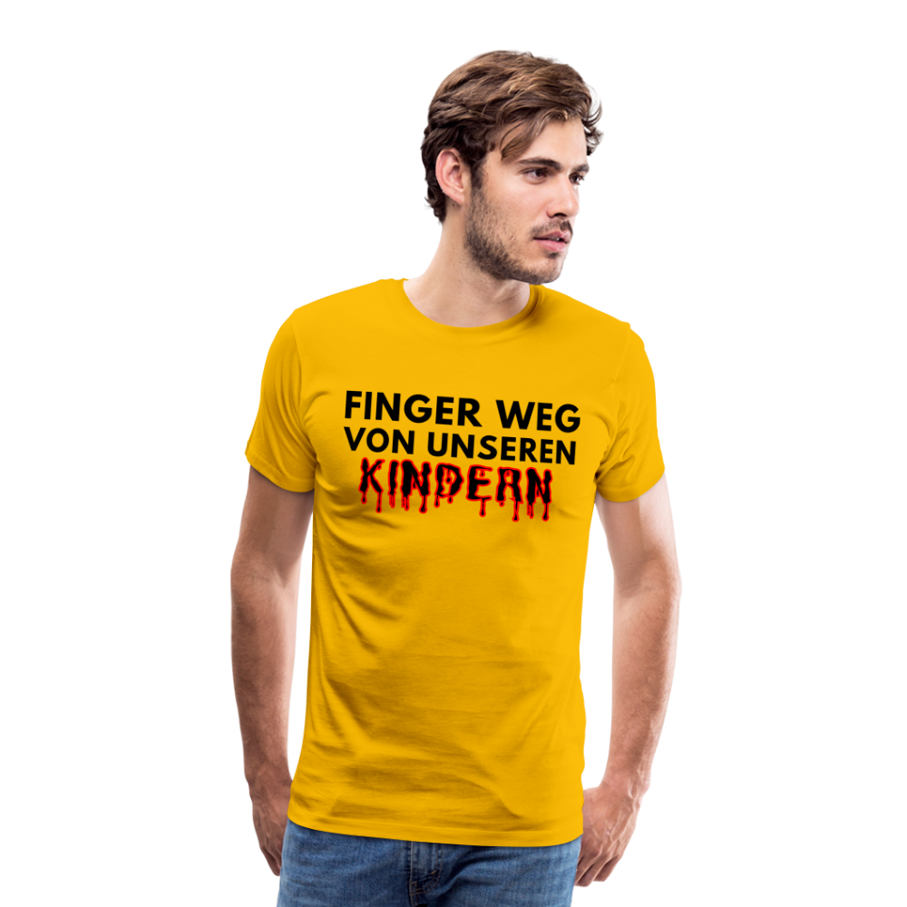 Männer Premium T-Shirt - Finger weg von unseren Kindern - Sonnengelb