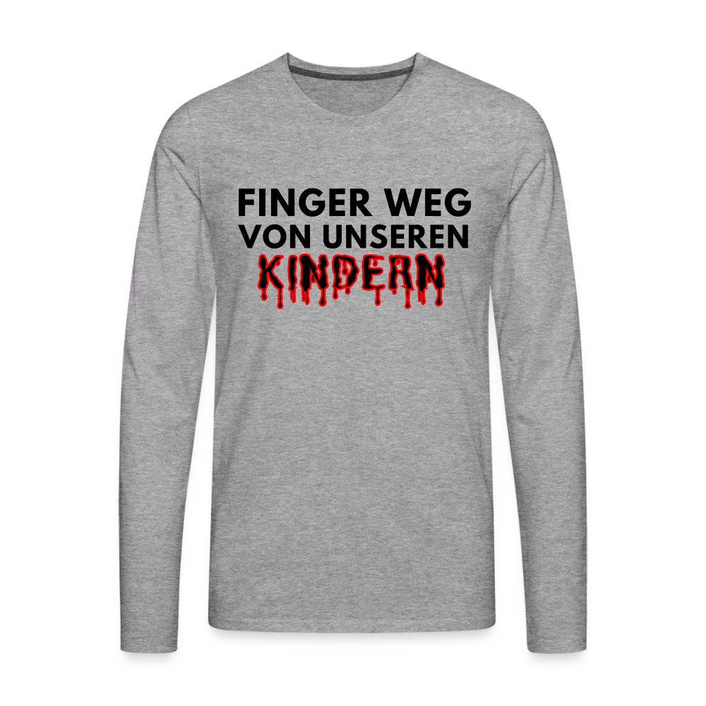 Männer Premium Langarmshirt - Finger weg von unseren Kindern - Grau meliert