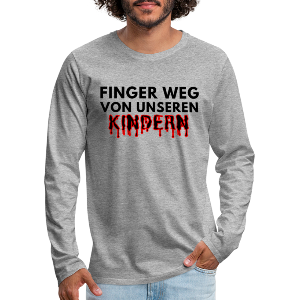 Männer Premium Langarmshirt - Finger weg von unseren Kindern - Grau meliert