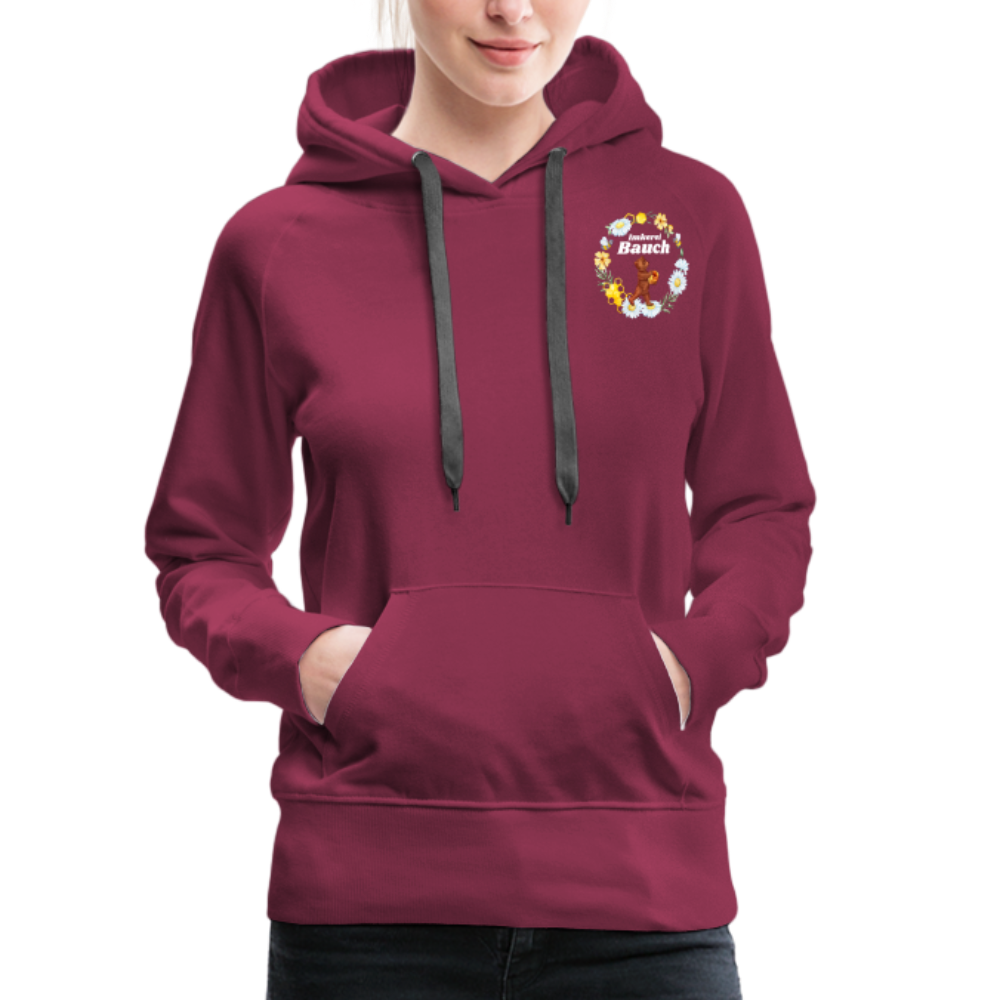 Frauen Premium Hoodie Bauch Logo vorne und hinten - Bordeaux