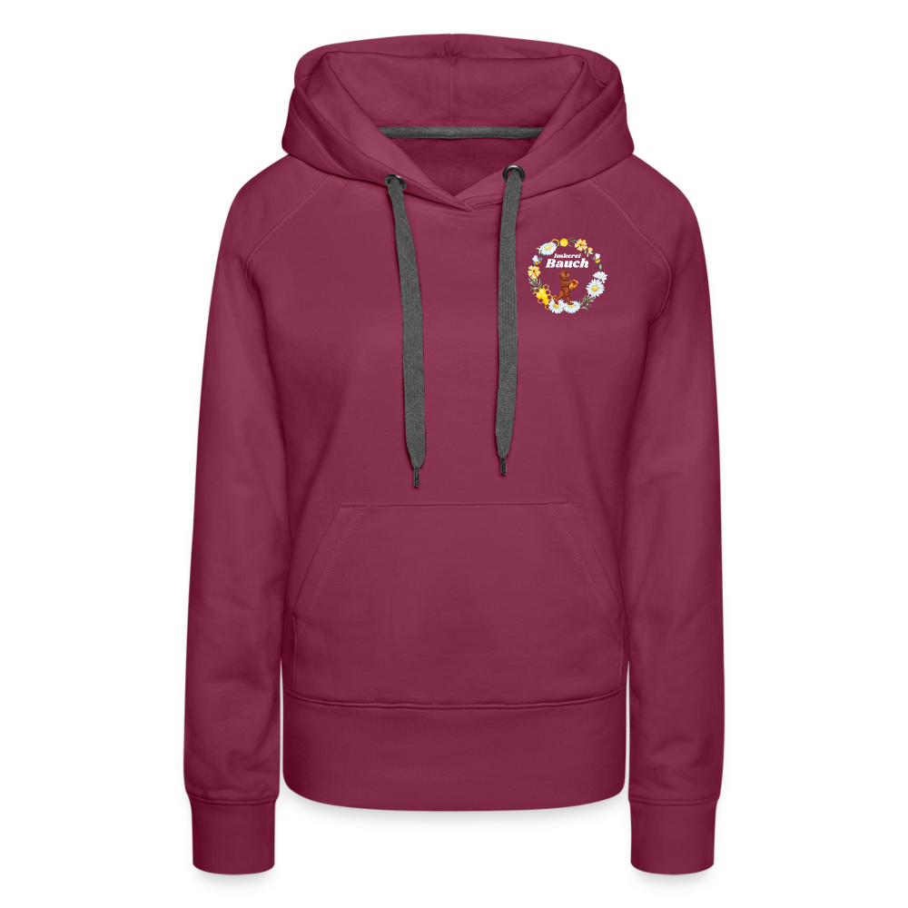 Frauen Premium Hoodie Bauch Logo vorne und hinten - Bordeaux