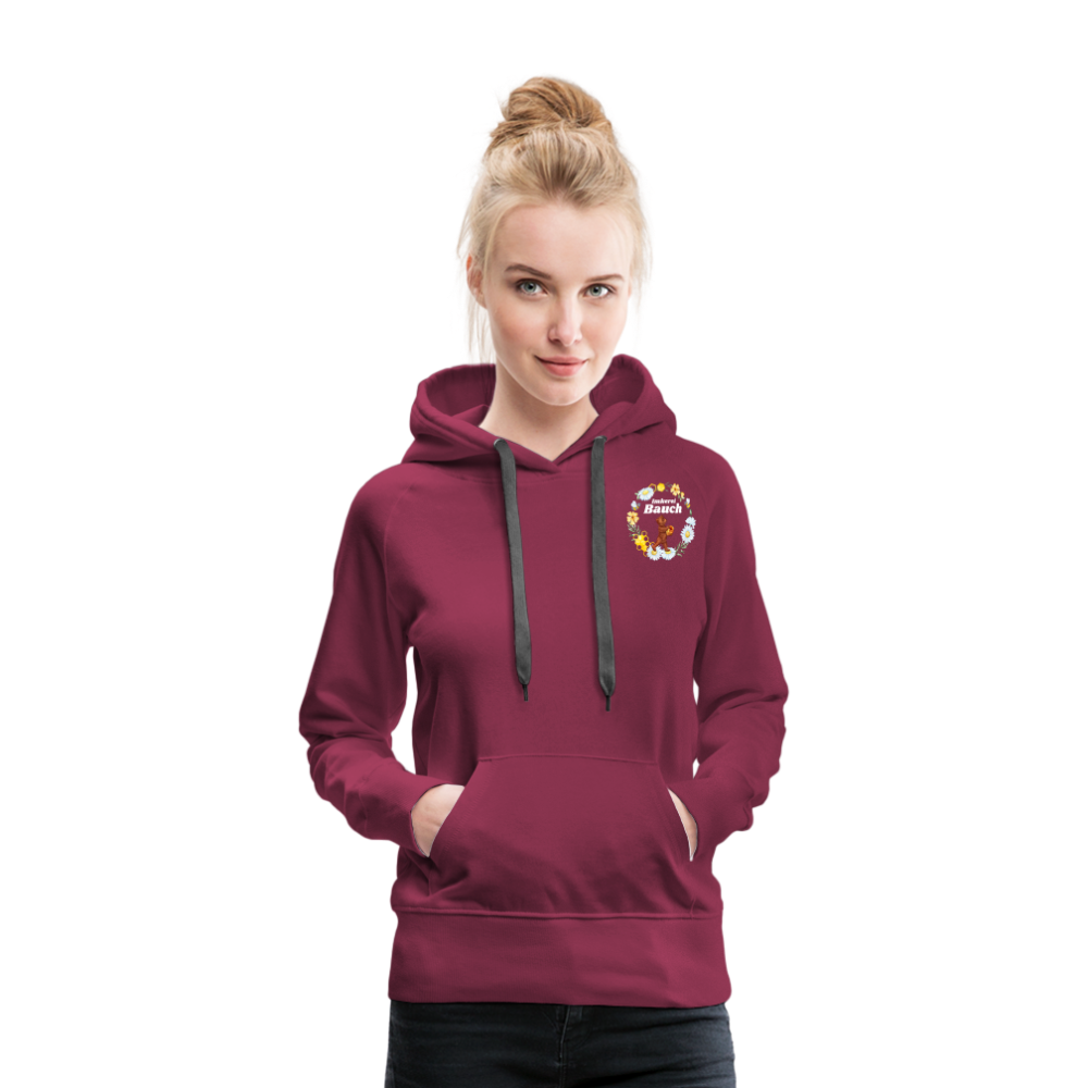 Frauen Premium Hoodie Bauch Logo vorne und hinten - Bordeaux