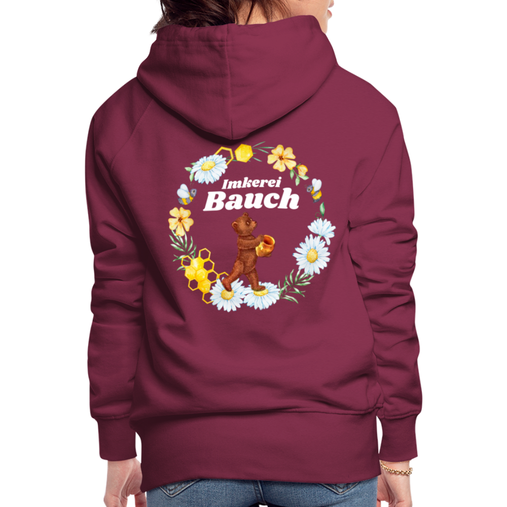 Frauen Premium Hoodie Bauch Logo vorne und hinten - Bordeaux