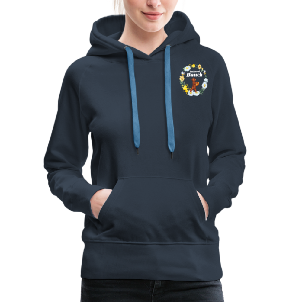 Frauen Premium Hoodie Bauch Logo vorne und hinten - Navy