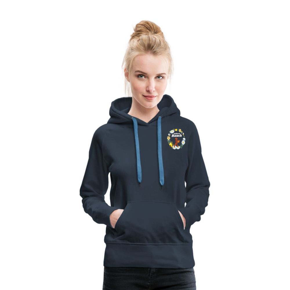 Frauen Premium Hoodie Bauch Logo vorne und hinten - Navy