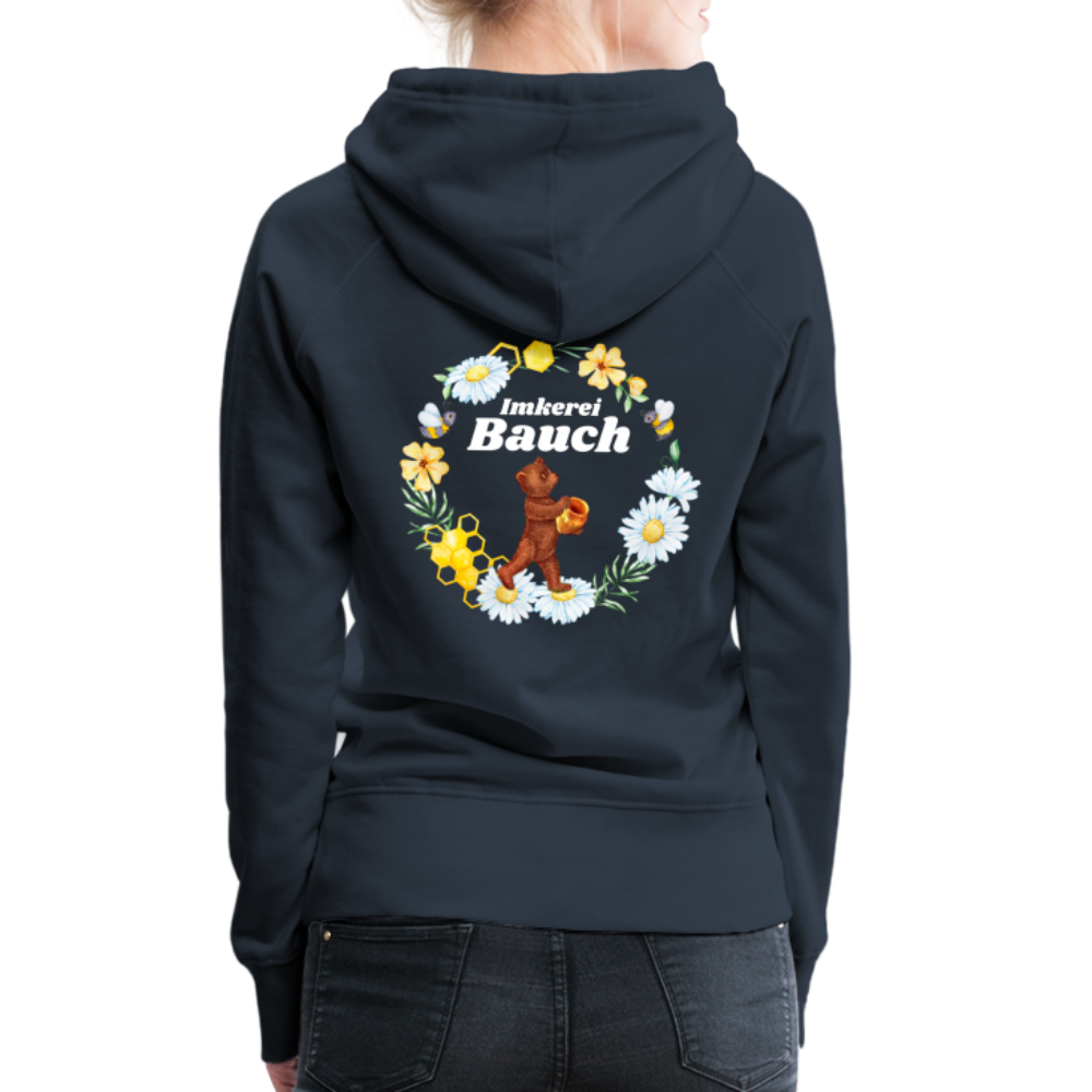 Frauen Premium Hoodie Bauch Logo vorne und hinten - Navy