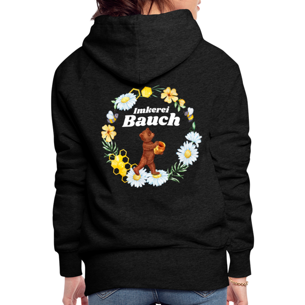 Frauen Premium Hoodie Bauch Logo vorne und hinten - Anthrazit