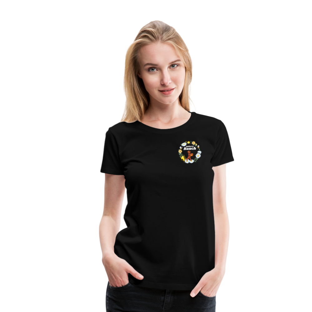 Frauen Premium T-Shirt Bauch Logo vorne und hinten - Schwarz