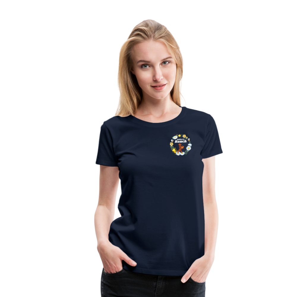 Frauen Premium T-Shirt Bauch Logo vorne und hinten - Navy