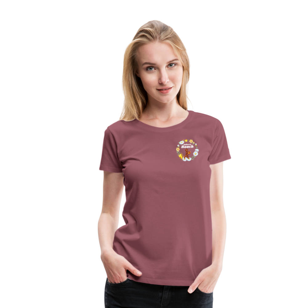 Frauen Premium T-Shirt Bauch Logo vorne und hinten - Malve