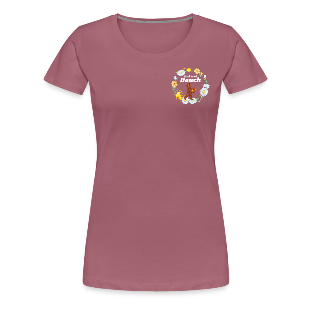 Frauen Premium T-Shirt Bauch Logo vorne und hinten - Malve