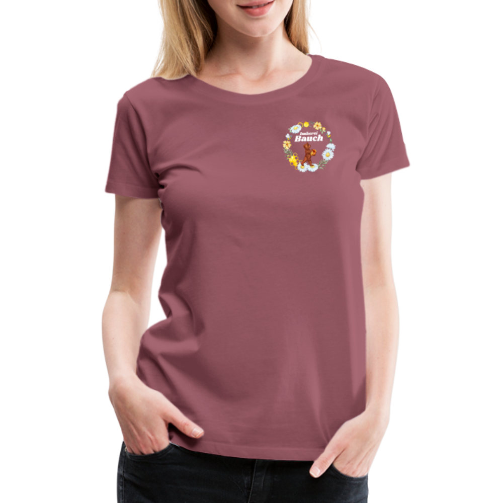 Frauen Premium T-Shirt Bauch Logo vorne und hinten - Malve