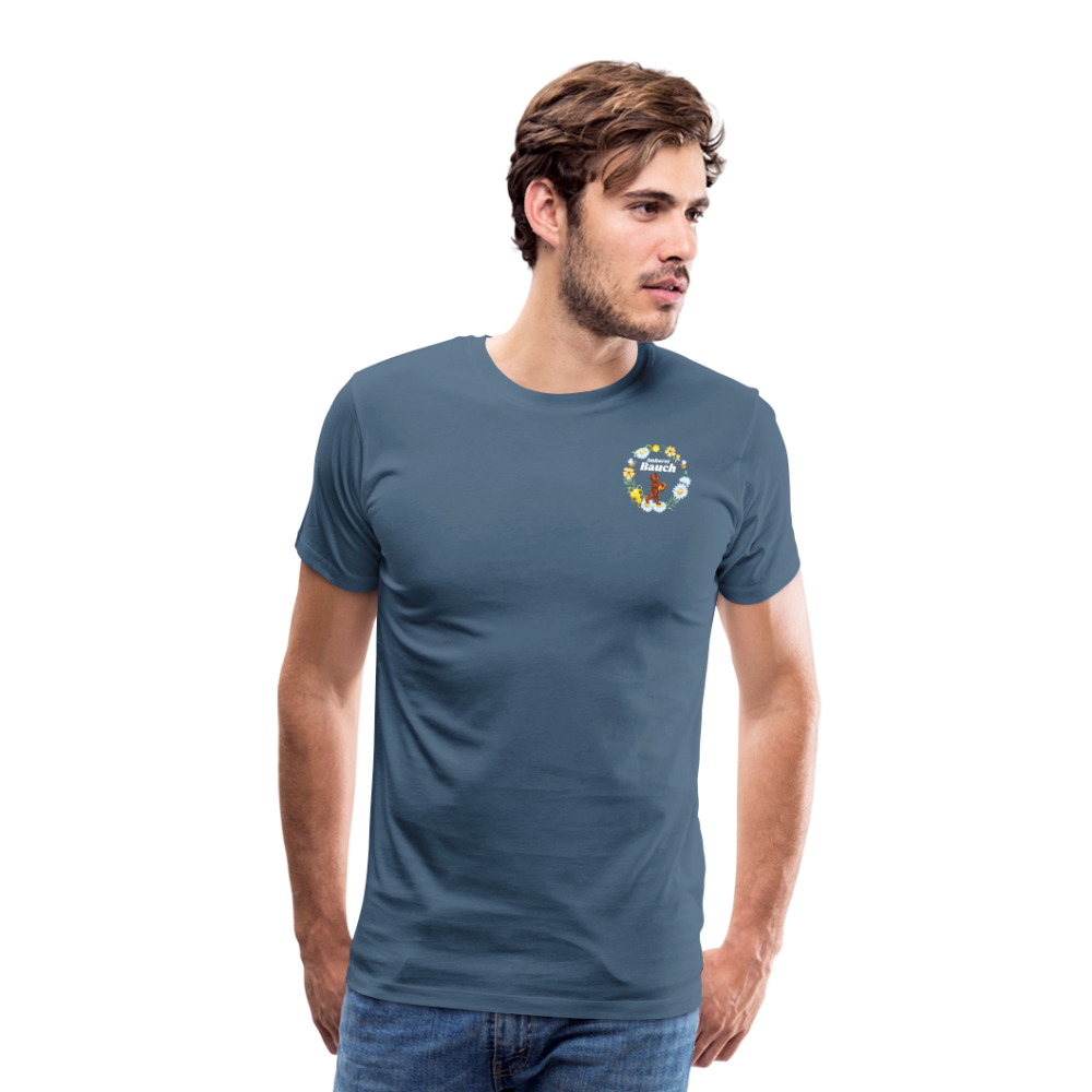 Männer Premium T-Shirt Bauch Logo nur vorne - Blaugrau