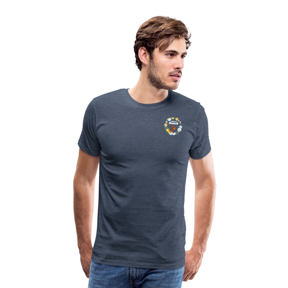 Männer Premium T-Shirt Bauch Logo nur vorne - Blau meliert