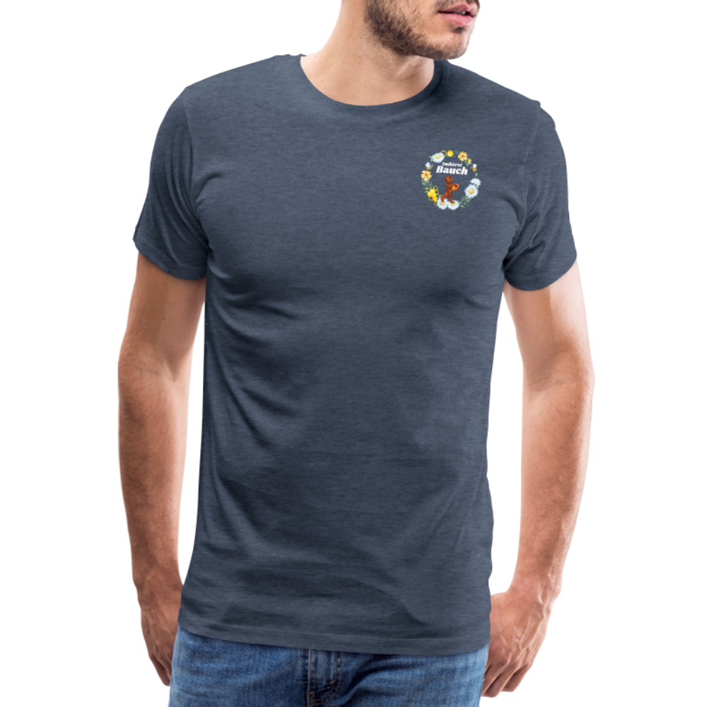 Männer Premium T-Shirt Bauch Logo nur vorne - Blau meliert