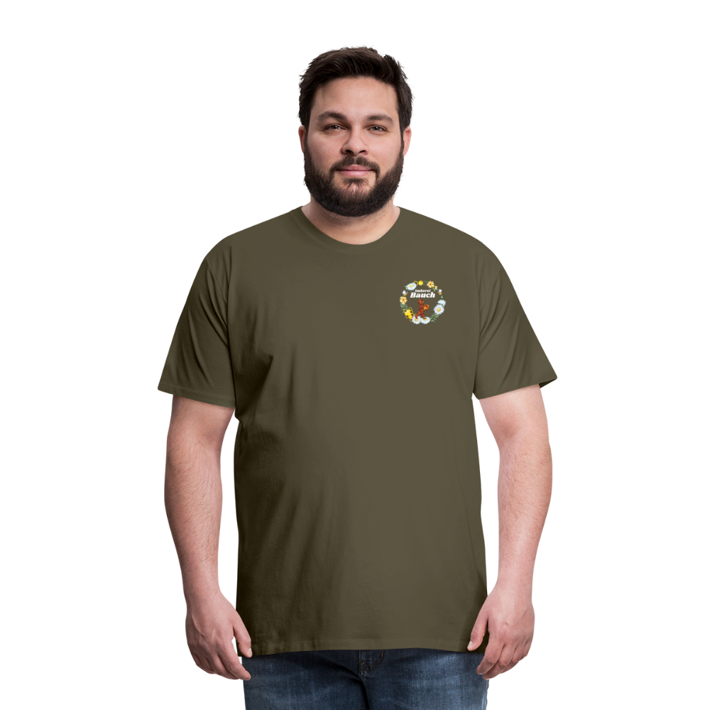 Männer Premium T-Shirt Bauch Logo nur vorne - Khaki