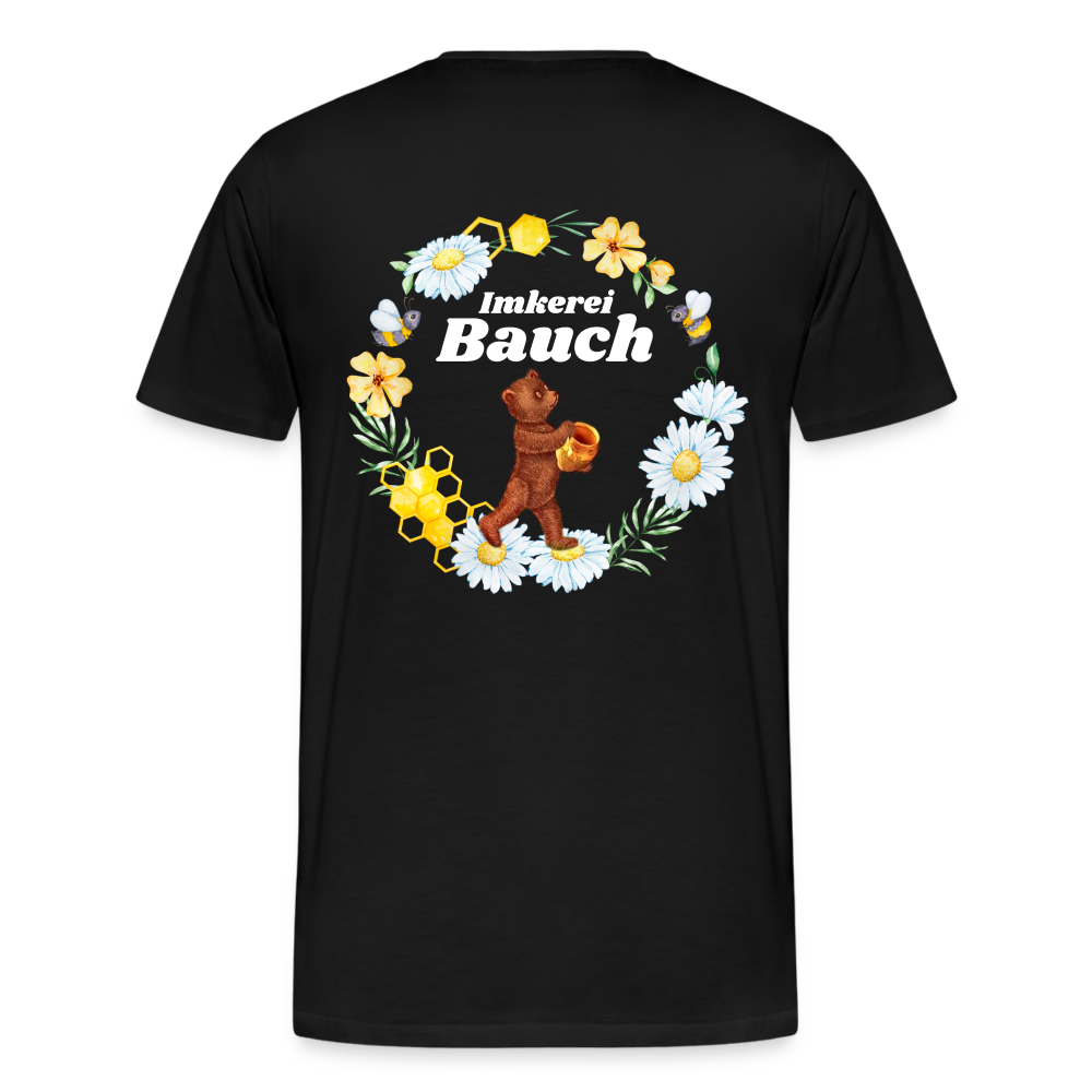 Männer Premium T-Shirt Bauch Logo vorne und hinten - Schwarz