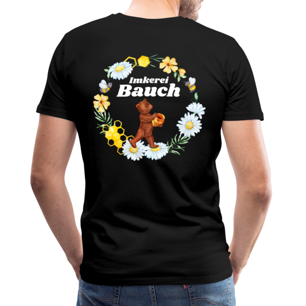 Männer Premium T-Shirt Bauch Logo vorne und hinten - Schwarz