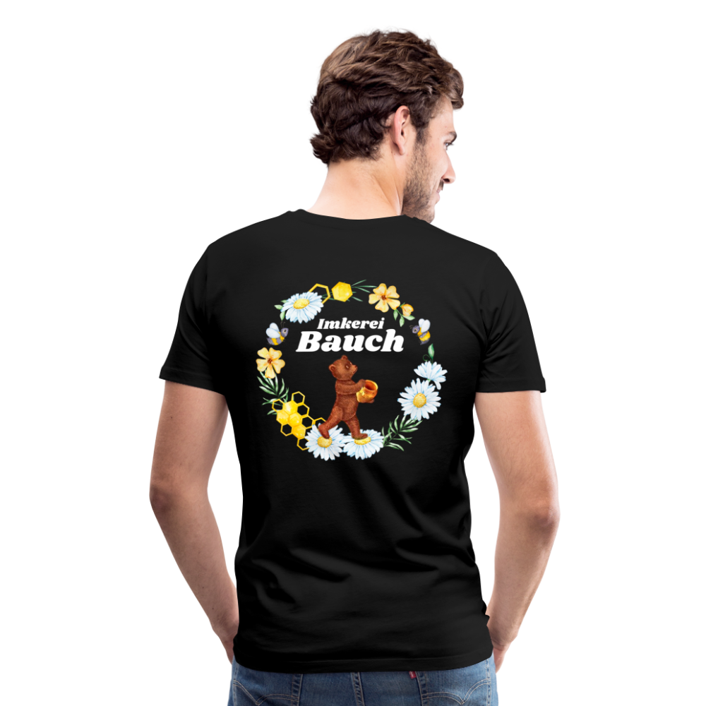 Männer Premium T-Shirt Bauch Logo vorne und hinten - Schwarz