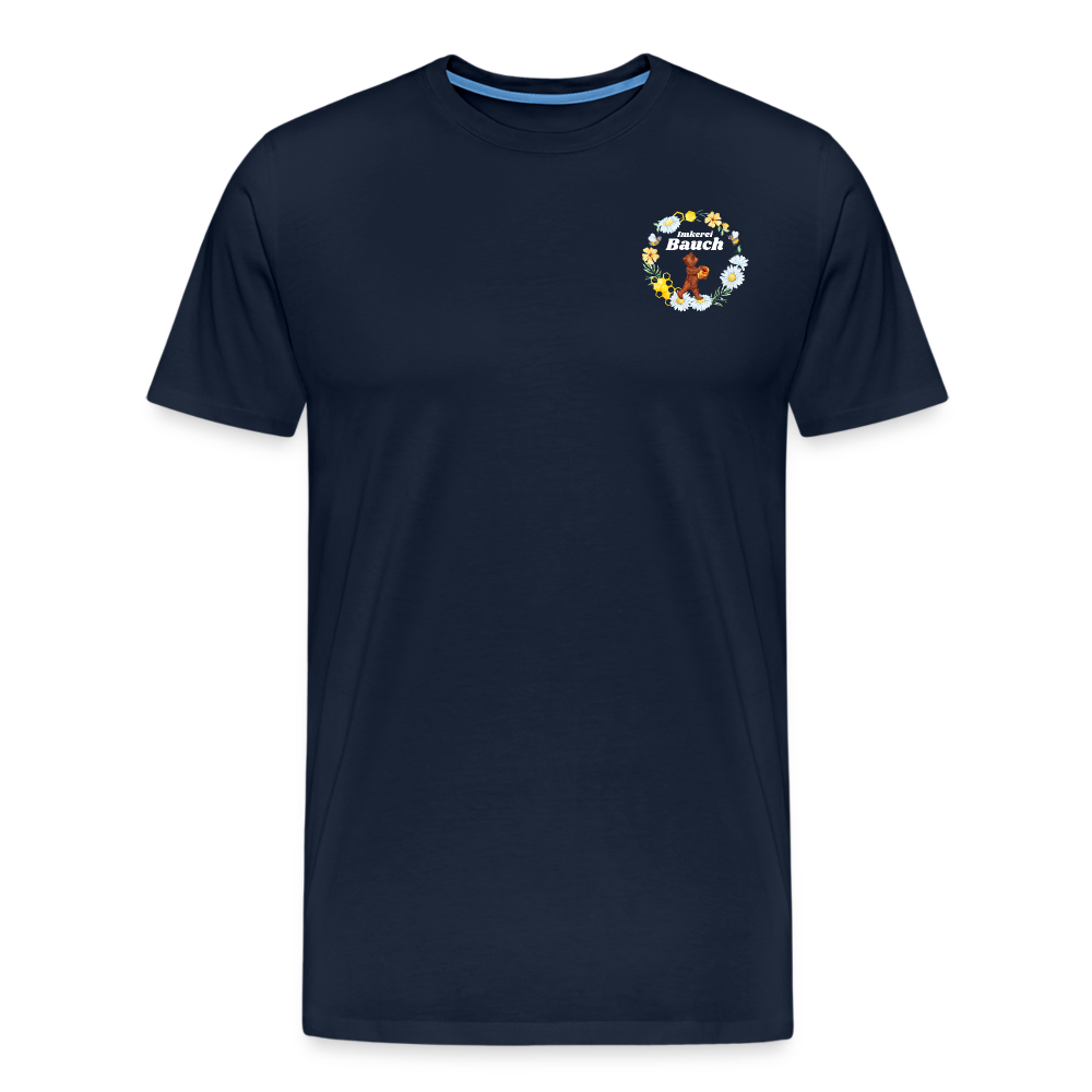 Männer Premium T-Shirt Bauch Logo vorne und hinten - Navy