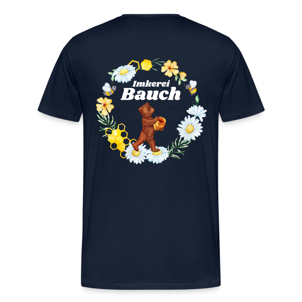 Männer Premium T-Shirt Bauch Logo vorne und hinten - Navy