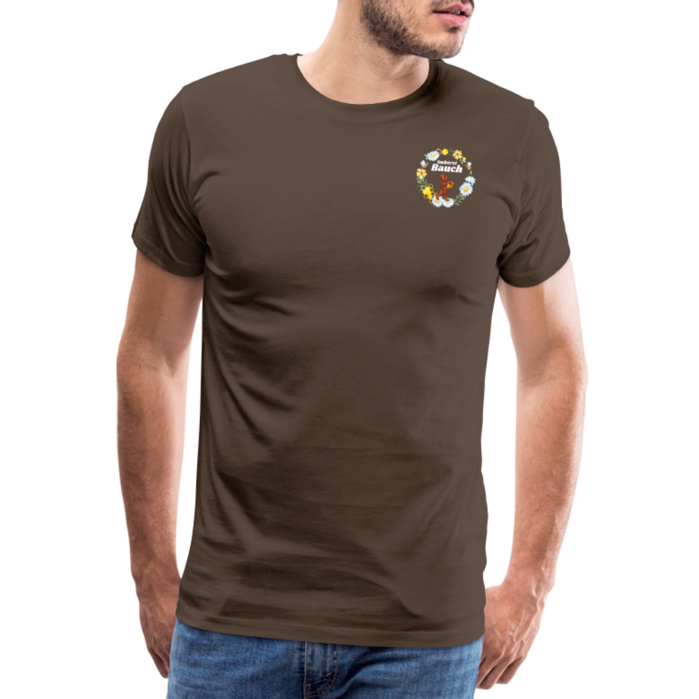 Männer Premium T-Shirt Bauch Logo vorne und hinten - Edelbraun