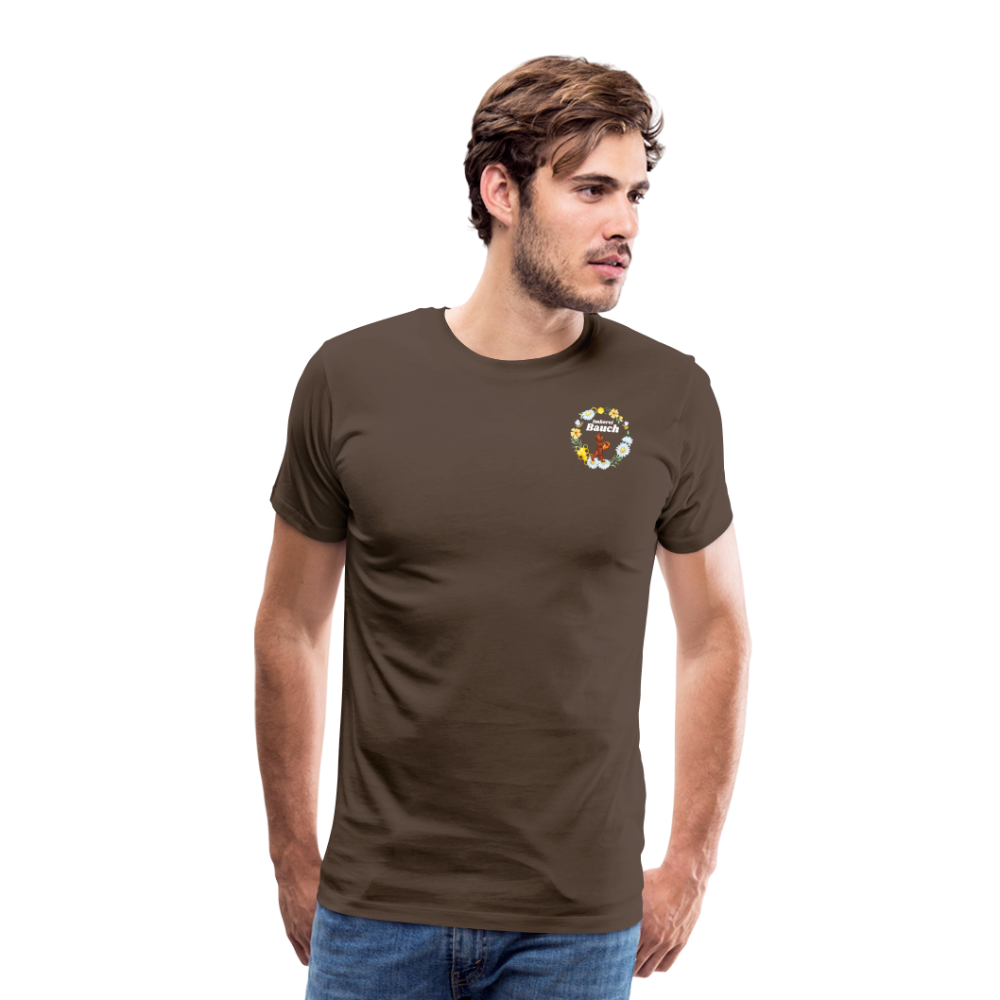 Männer Premium T-Shirt Bauch Logo vorne und hinten - Edelbraun