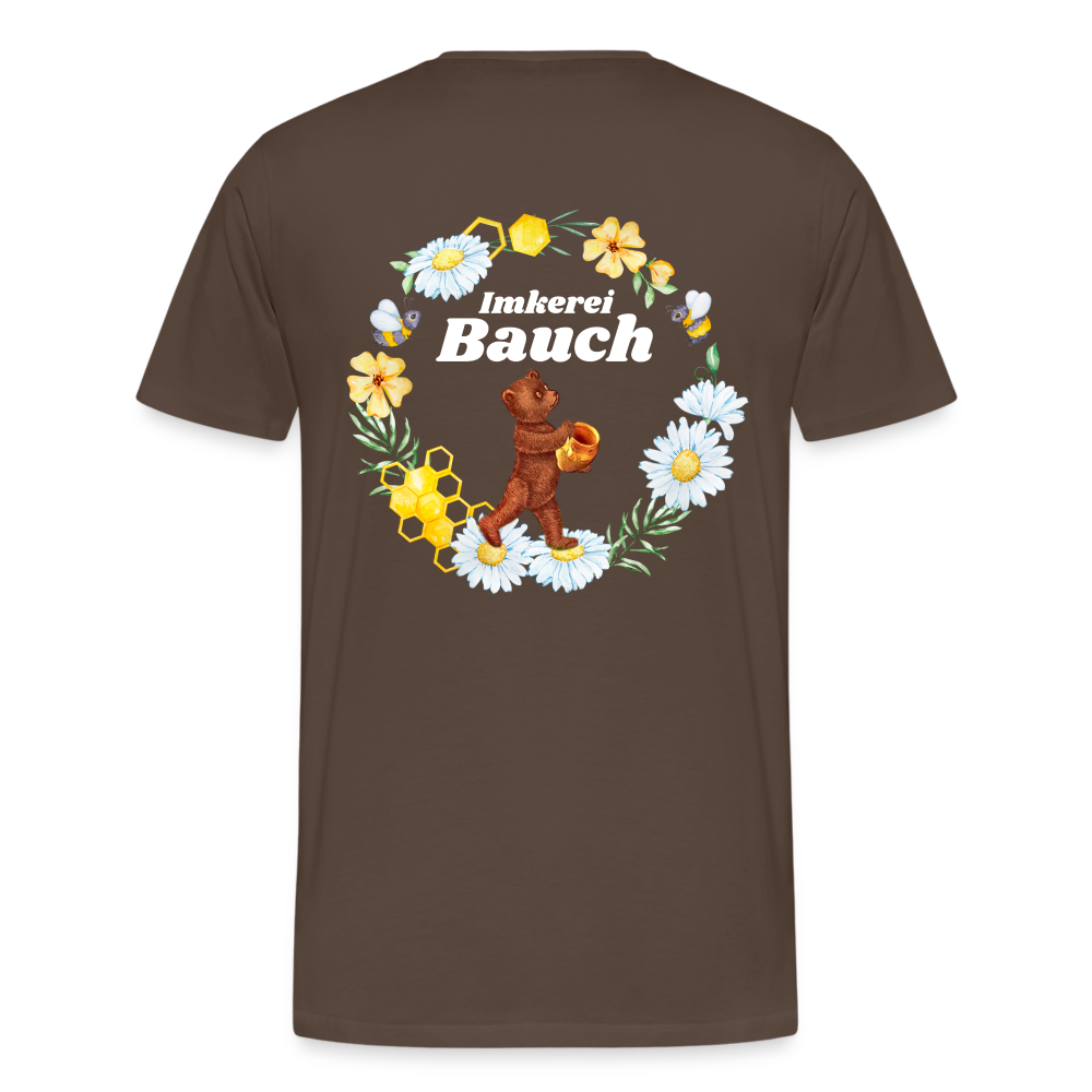 Männer Premium T-Shirt Bauch Logo vorne und hinten - Edelbraun