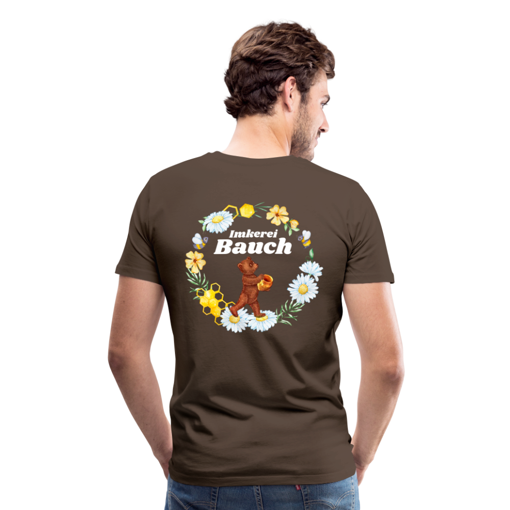 Männer Premium T-Shirt Bauch Logo vorne und hinten - Edelbraun