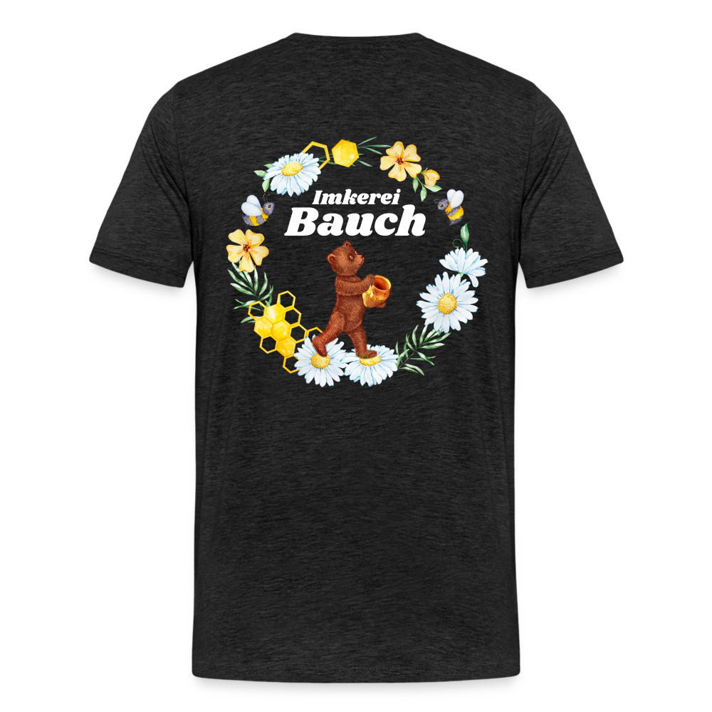 Männer Premium T-Shirt Bauch Logo vorne und hinten - Anthrazit