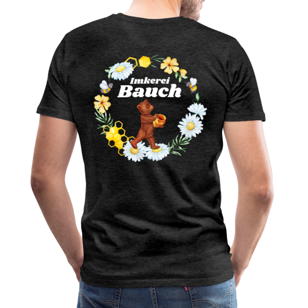 Männer Premium T-Shirt Bauch Logo vorne und hinten - Anthrazit