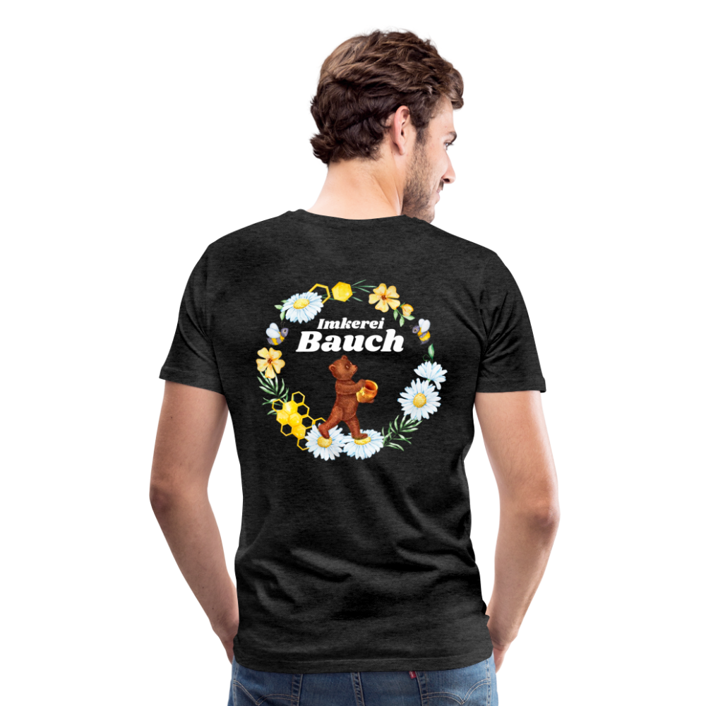 Männer Premium T-Shirt Bauch Logo vorne und hinten - Anthrazit