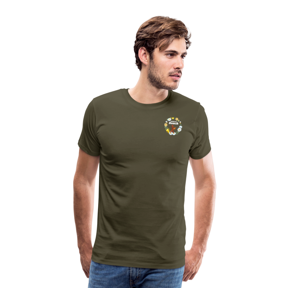 Männer Premium T-Shirt Bauch Logo vorne und hinten - Khaki