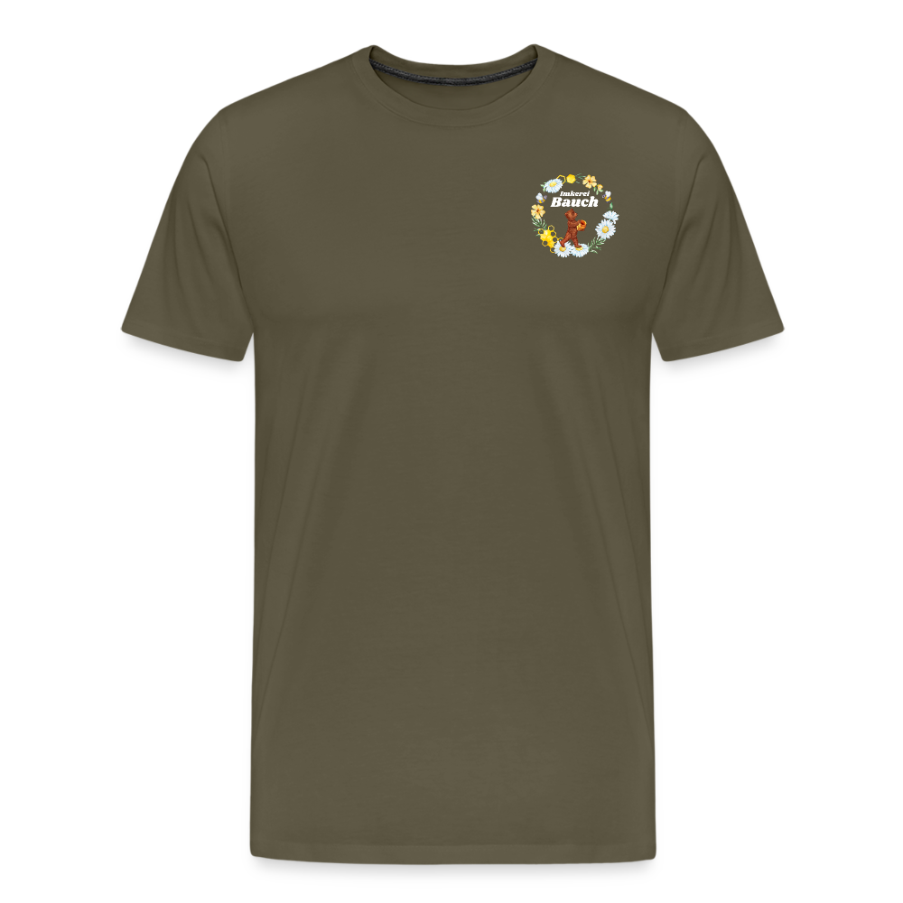 Männer Premium T-Shirt Bauch Logo vorne und hinten - Khaki