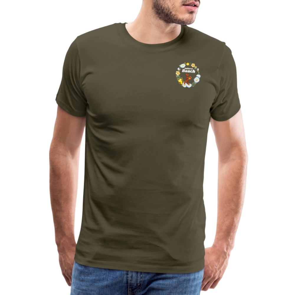 Männer Premium T-Shirt Bauch Logo vorne und hinten - Khaki