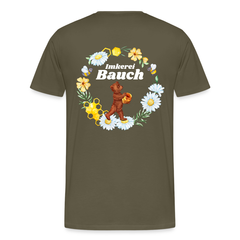 Männer Premium T-Shirt Bauch Logo vorne und hinten - Khaki